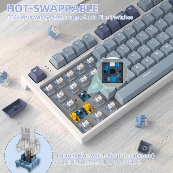 RK86 Wireless Mechanical Keyboard, 75% TKL Hot Swappable Tri-mode