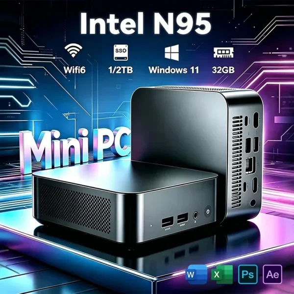 Mini PC Intel N95 Portable Computer Gaming PC 16GB 32GB RAM 1TB 2TB