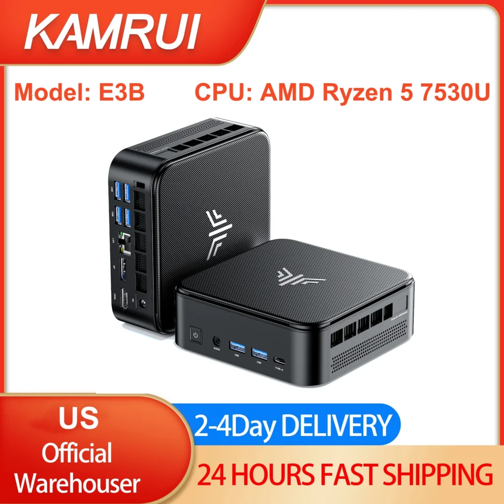 KAMRUI E3B AMD Ryzen 5 7530U Mini PC Gaming 16GB RAM 512GB ROM LPDDR4X