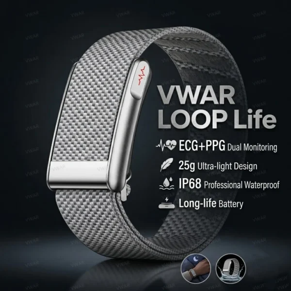 VWAR Loop Life Fitness Tracker ECG+PPG SpO2 Sport Smart Bracelet Heart