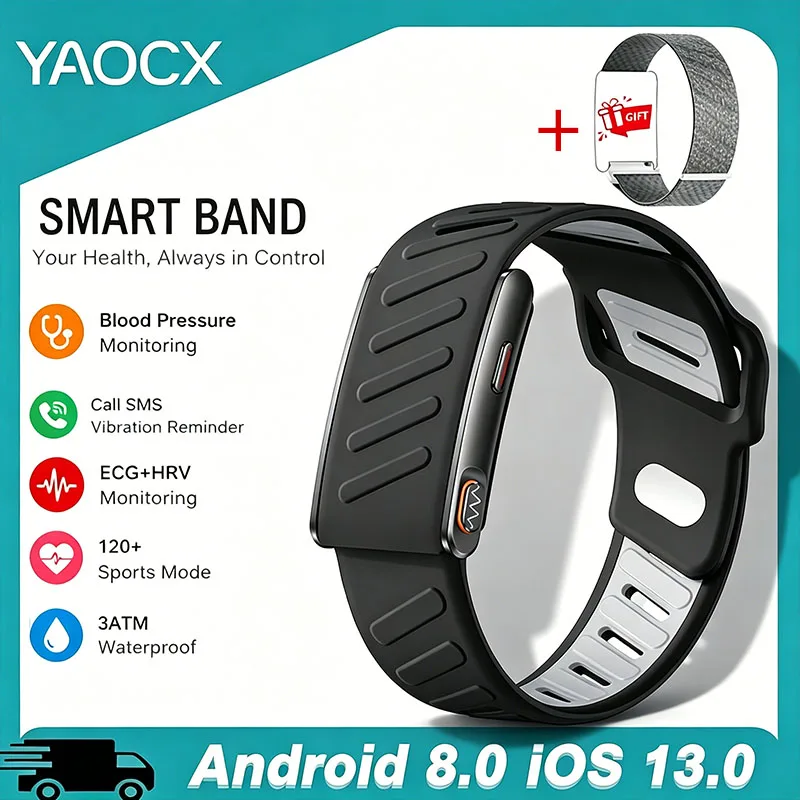 Screenless Smart Health Band with ECG Heart Rate Sleep SpO2 HRV Blood
