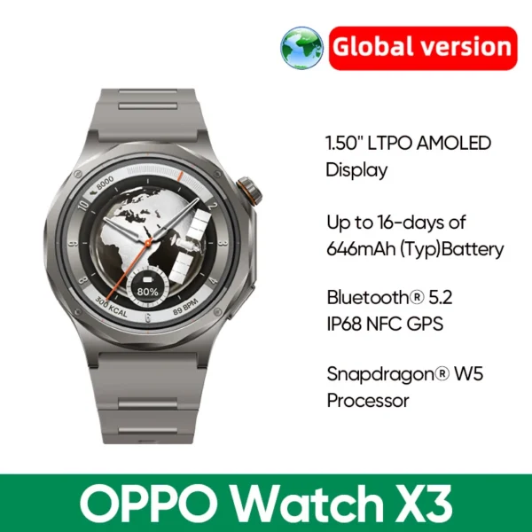 [New Arrival] Global Version Smartwatch OPPO Watch X3 Snapdragon W5 Up