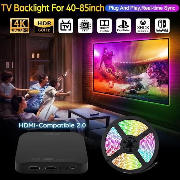 2026 New Ambient TV LED Backlight Sync to Screen For 40-85Inch