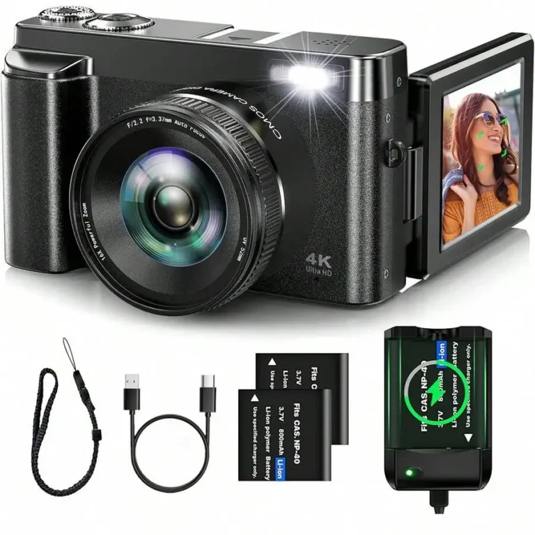 4K Digital Camera 48MP Autofocus 180 ° 3-Inch Flip Screen Selfie Video