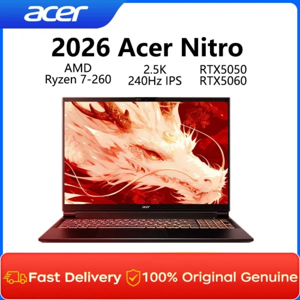 2026 Acer Nitro Gaming Laptop 16 Inch 2.5K 240Hz IPS Screen Notebook