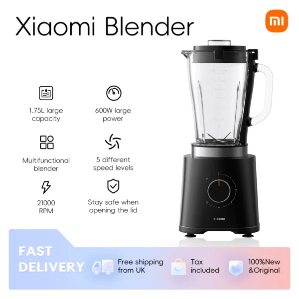 Xiaomi Blender 1.75L 600W 5 Different Speed Levels 6 Stainless Steel