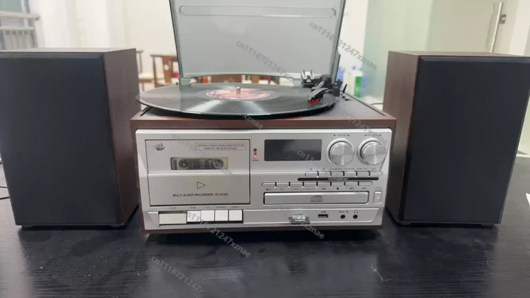 Retro Vinyl Record Player 3 Speed Turntable Bluetooth CD Cassette USB