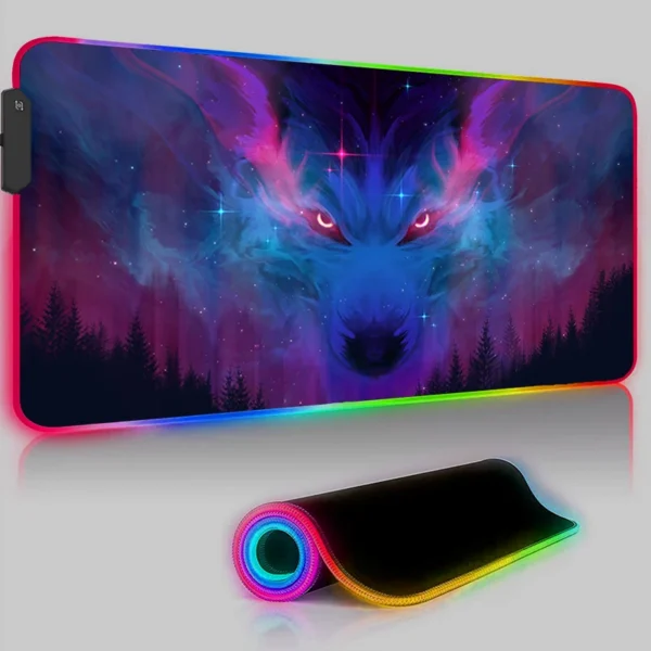 Moon Wolf Art Large LED Mouse Pad Home PC Anime E-Sport Gaming