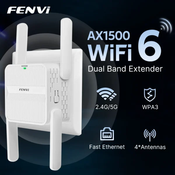 FENVI 5Ghz AX1500 WiFi 6 Repeater Extender Signal Booster Dual Band