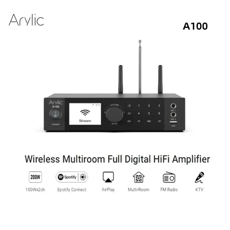 Arylic A100 100W X 2 Power Amplifier Music Streamer FM Radio KTV WiFi,