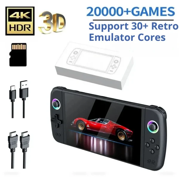 M27 Portable Retro Handheld Game Console, 7 Inch IPS Screen,64G 128G