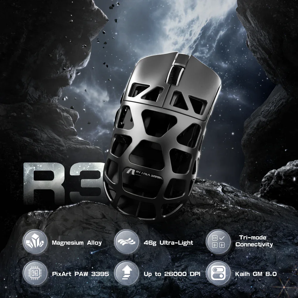 ATTACK SHARK R3 Magnesium Alloy Gaming Mouse 8K SUPERLIGHT 8000Hz 6