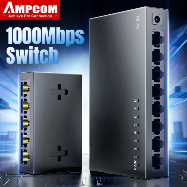 AMPCOM 1000Mbps Gigabit Network Switch 5 8 Port Ethernet