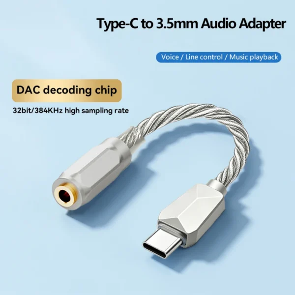 USB C DAC Type-C to 3.5mm Headphoner Amplifier 32Bit 384KHz Dongle DAC