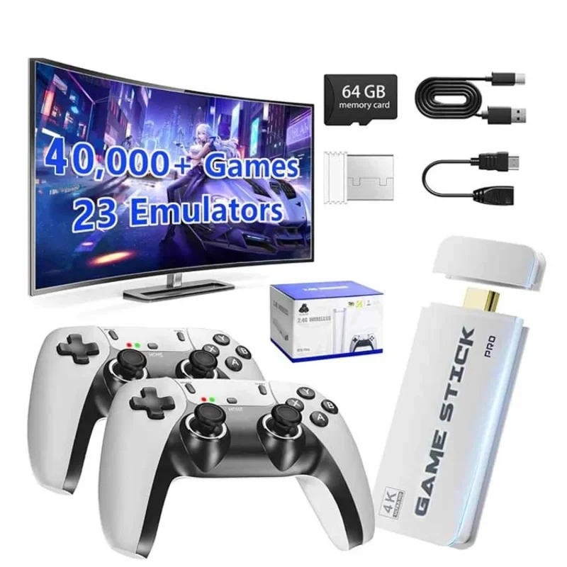 M15 4K TV Game Stick 64GB Built-in 20000+ Retro Games Console with