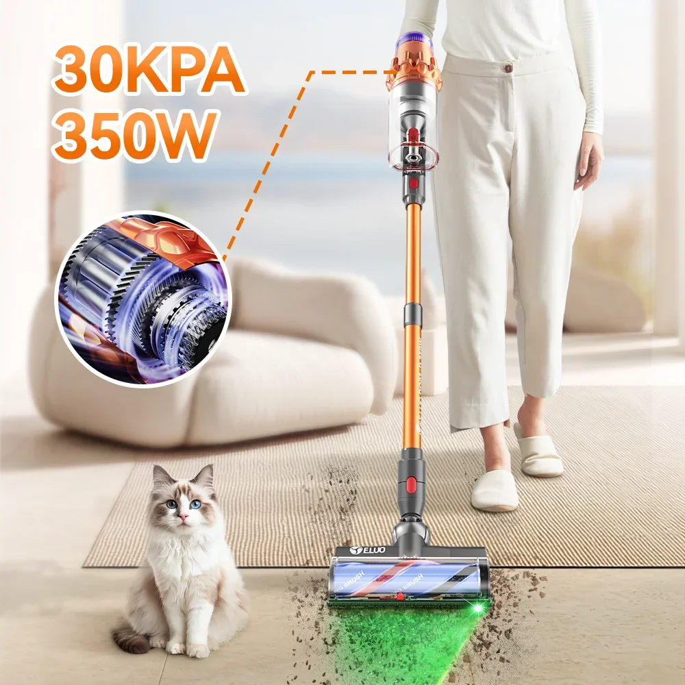 E.LUO 350W Cordless Vacuum Cleaner 30kPa Suction Power Brushless