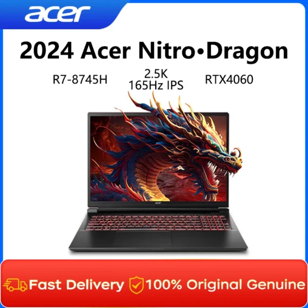 2024 Acer Nitro Dragon Gaming Laptop 16 Inch 2.5K 165Hz IPS Screen