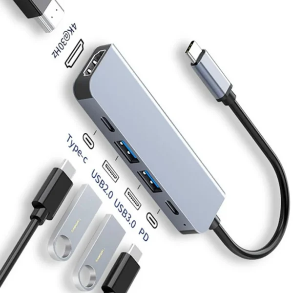 USB C Hub To 4K HDMI-Compatible USB 3.0 2.0 Type C PD Charging Dock