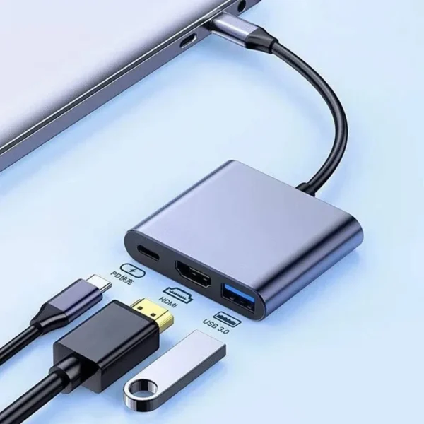 USB C HUB 3in1 Type C 3.0 to HDMI-compatible Docking Station PD Fast
