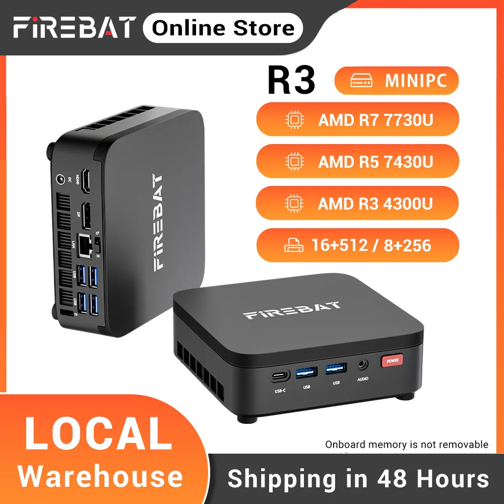 Firebat R3 Mini Pc Amd Ryzen7 7730U Ryzen5 7430U Ryzen3 4300U Lpddr4