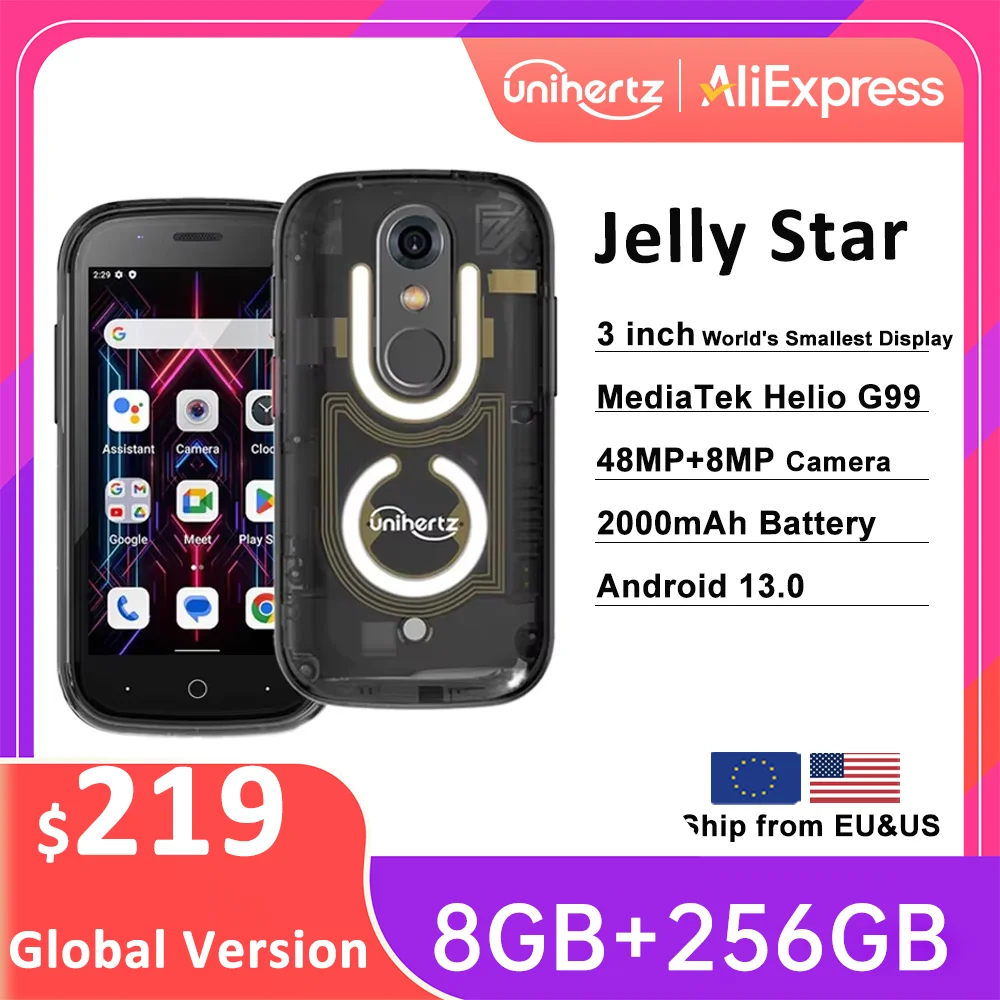 S896792b9933e4b33b05af610a9bde9caA.webp Unihertz Jelly Star Smallest Android 13 Smartphone 8GB 256GB Led Light