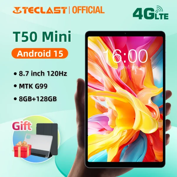 Teclast T50 Mini Android 15 Tablet 8.7" IPS 120Hz G99 8-core Max