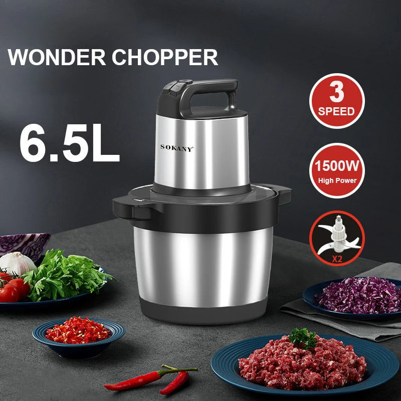 Electric Meat Grinder 6.5L Kitchen Chopper 3 Gear Blender 1500W