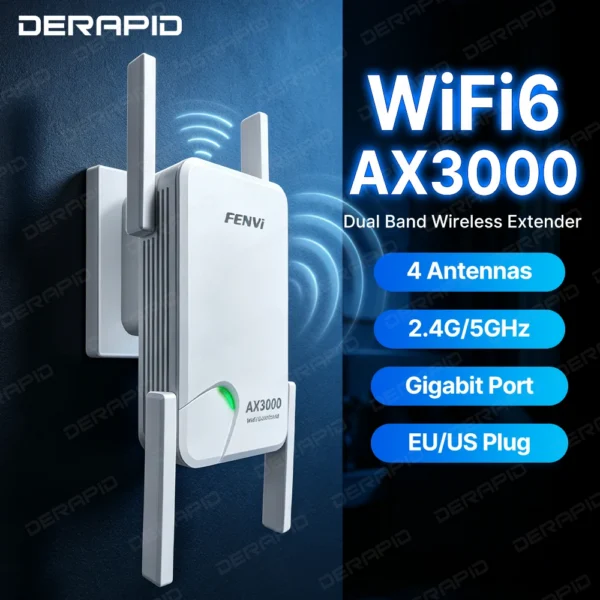 AX3000 WiFi 6 Repeater Signal Booster 5G 2.4G Dual Band Gigabit Long