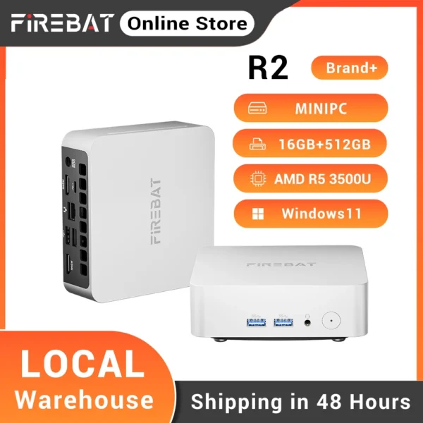 FIREBAT R2 Mini PC AMD Ryzen5 3500U DDR4 16GB RAM M.2 PCIe 512GB SSD