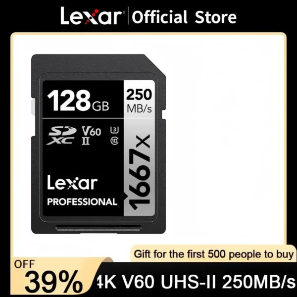 Lexar SD Card 1667X Official Original 250MB/s 64GB 128GB 256GB Memory