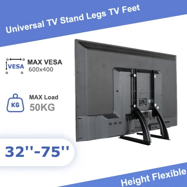 Universal TV Large Stand Height Adjustable Base for Most TVs Up to 75"