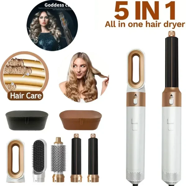 5 in 1 Hair Dryer Brush Hot Comb Set Professional Curling Iron Hair