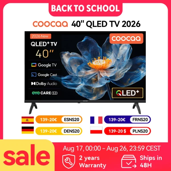 Coocaa 40" Full HD QLED TV – Integriertes Google Cast, 60Hz, HDR10 &