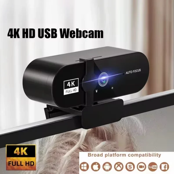 4K Webcam 1080P Mini Camera 2K Full HD Webcam with Microphone 30fps