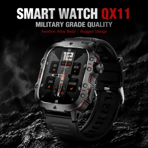 Rugged Military Smartwatch 2.01" HD 3ATM Waterproof Blood Oxygen BT