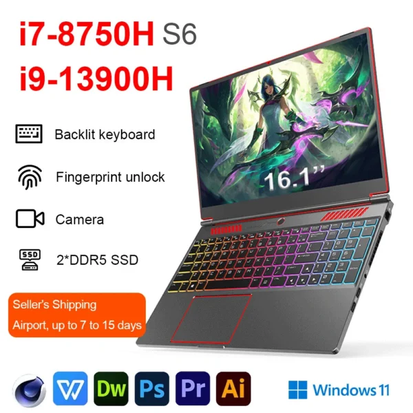 S6 16.1 Inch Gaming Laptop RTX 4050 6G Intel Core I9-13900H I7-8750H