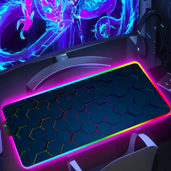 RGB Extended Hexagon Gaming Mouse Pad Rug Desk Mat Computer