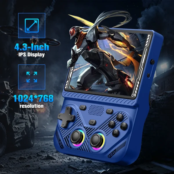 RG43V Pro Retro Handheld Game Console 4.3 Inch IPS Screen Dual System