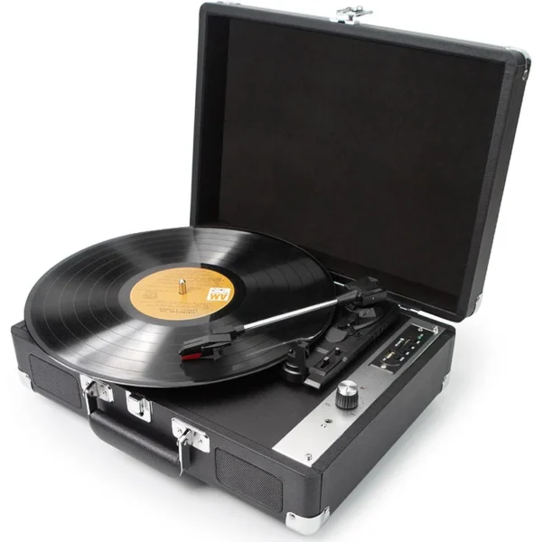 Vinyl Record Player P01，3-Speed Bluetooth Suitcase Portable