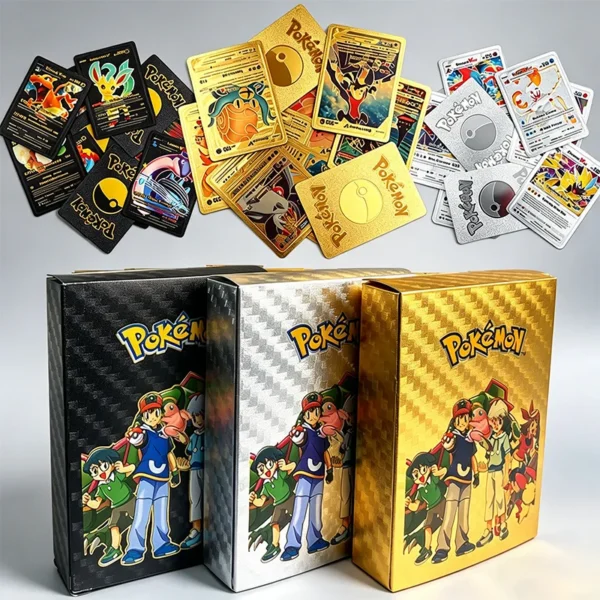55 Pcs Gold Foil Game Cards, English & Spanish Version, Vmax GX‑Style