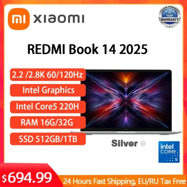 Xiaomi Laptop REDMI Book 14 C5-220H 2.2K/2.8K 120Hz Screen Computer PC