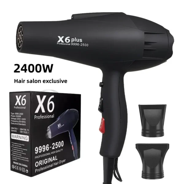 New X6 Hair Salon Professional Hair Dryer 2400W High Power Strong Wind
