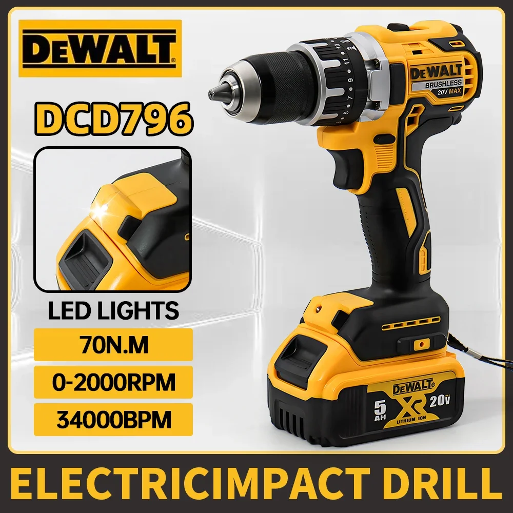 Dewalt DCD796 Wireless Brushless Impact Drill Power Tool 20V Battery