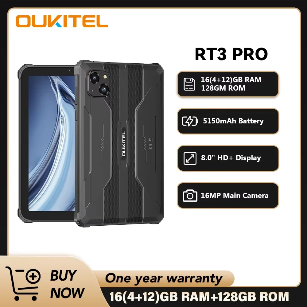 Oukitel RT3 PRO 5150mAh Battery 8"HD Display Tablet 13.9mm Ultra-Slim
