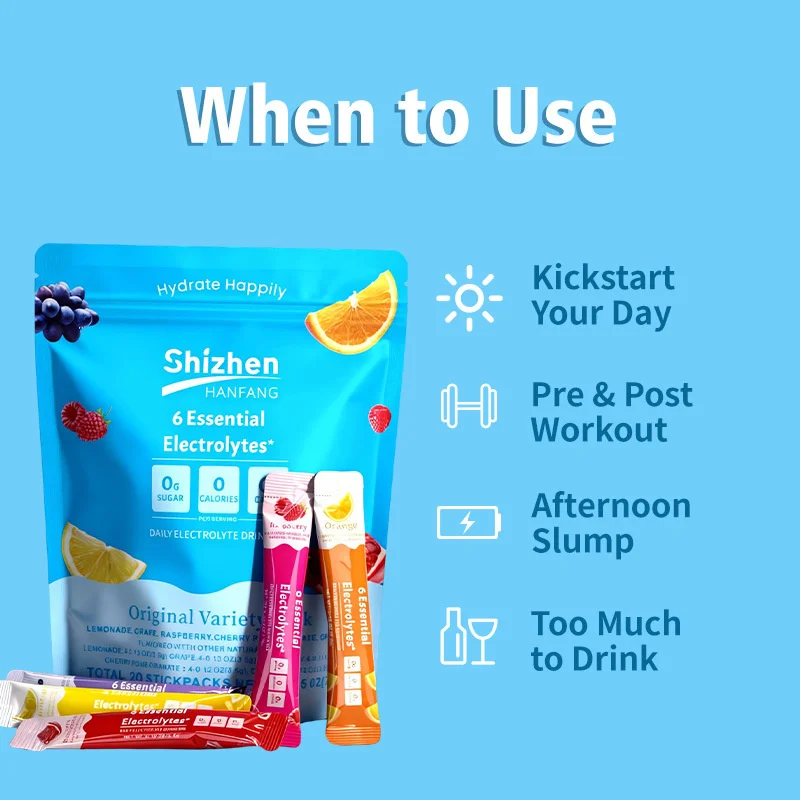 Electrolytes Powder Packets 0 Sugar 0 Calories Hydration Drink Mix 4