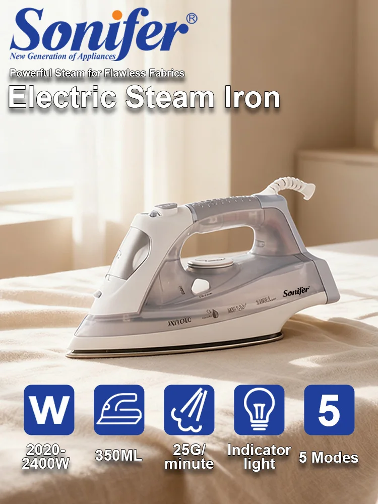 Steam Iron Sonifer SF-9016 2400W Ceramic Soleplate 350ml Water Tank