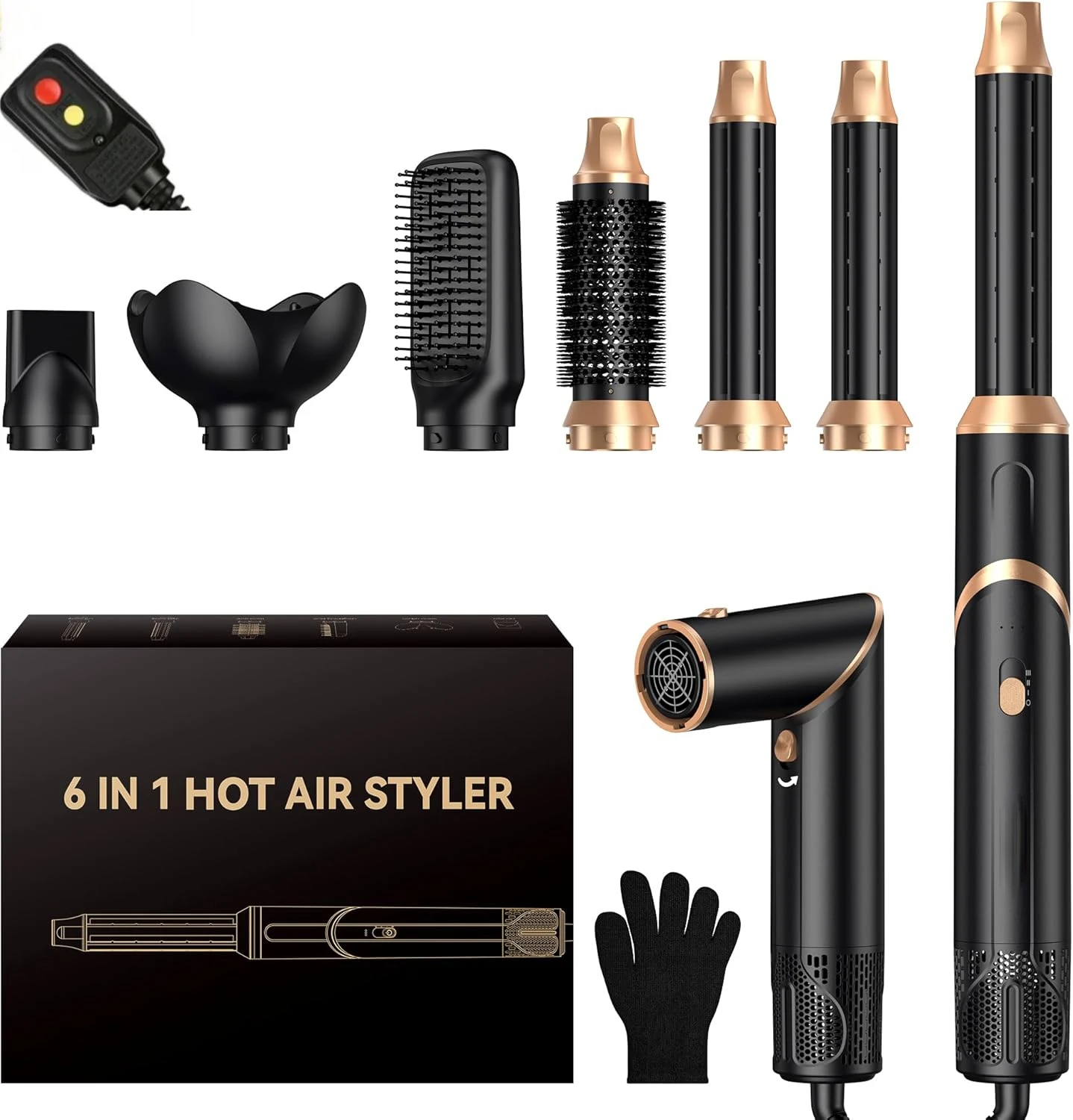 6 in 1 Hair Dryer Brush, Foldable Blow Dryer Brush with Air Styler