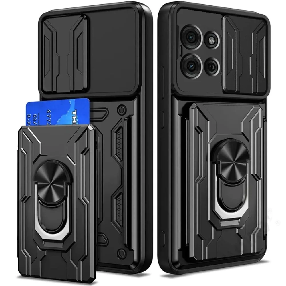 Rugged Military Grade Card Push Window Armor Case For Motorola G56 G86