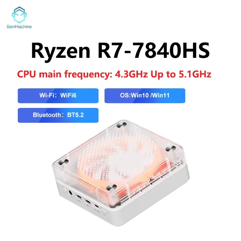 Genmachin AMD 7840HS 7735HS 7735U R9 6900HX Mini Pc Windows 11 Ryzen