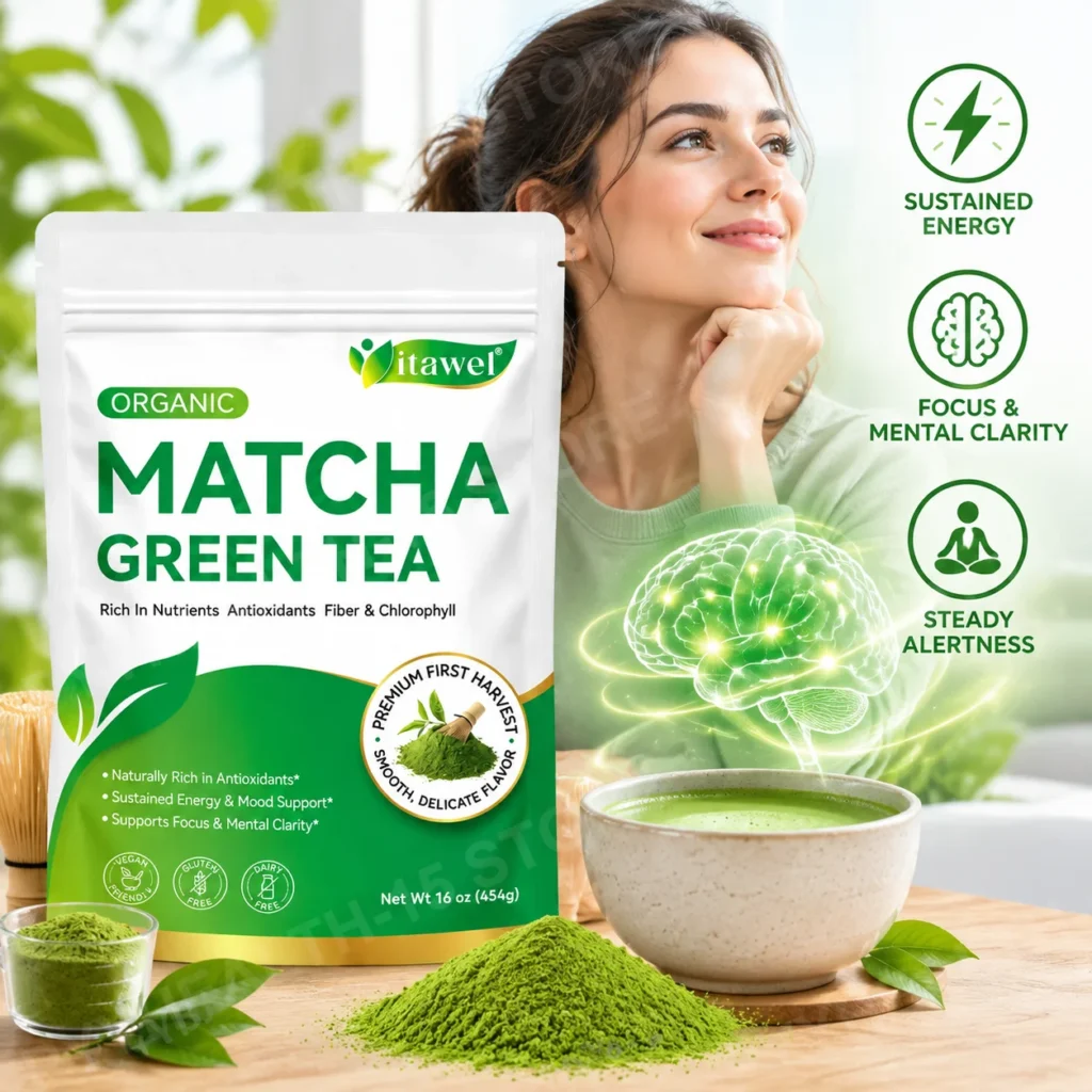Organic Matcha Green Tea Powder for Afternoon Energy Dips & Foggy